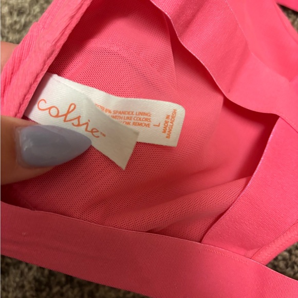 Colsie Rib Cage Back Bralette- Hot Pink Large - Picture 5 of 5